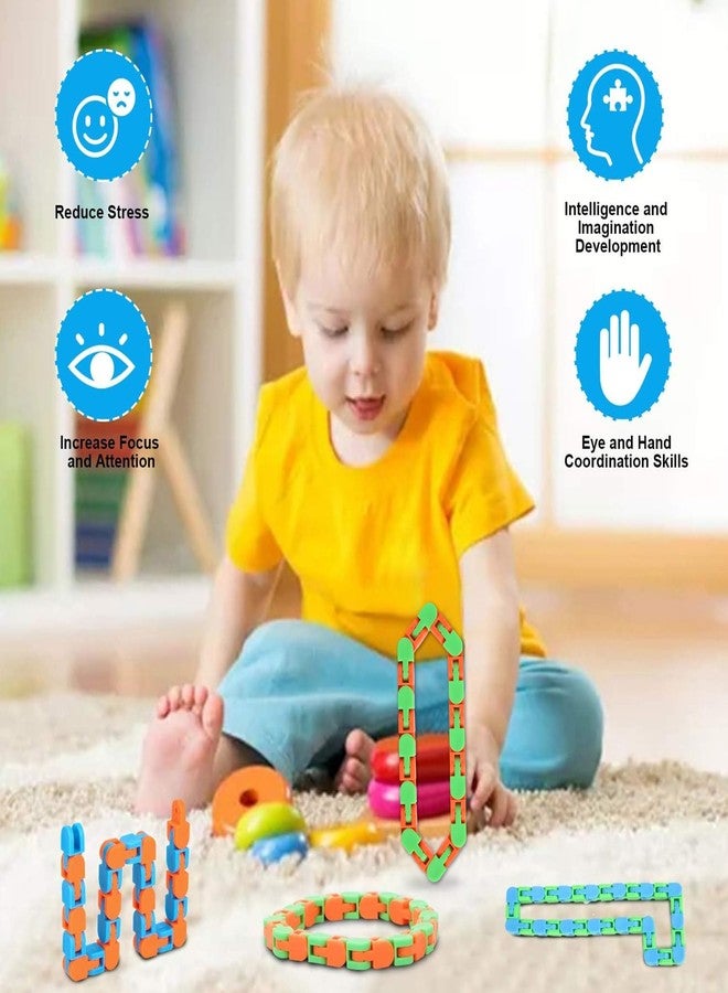 Abodhu 12 Pack Wacky Tracks Snap Fidgets Snake Click Fidget Toys Valentines Day Gifts for Kids Adults ADHD Autism Sensory Classroom Easter Stocking Stuffers Stress Relief Keep Fingers Busy and Minds Calm - Image 2